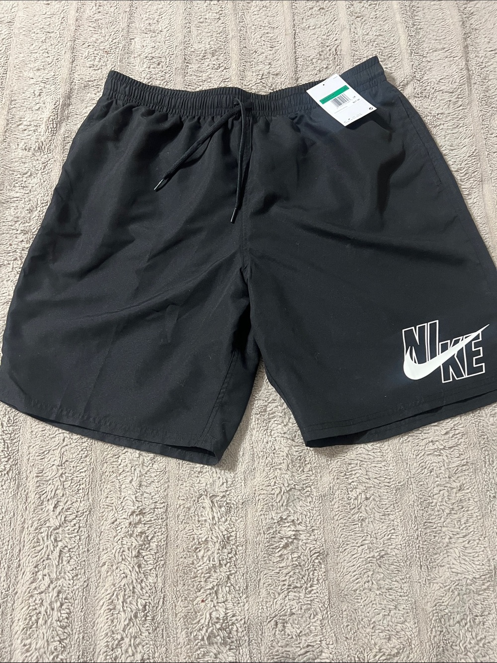 Nike Men’s Black Athletic Shorts with White Logo